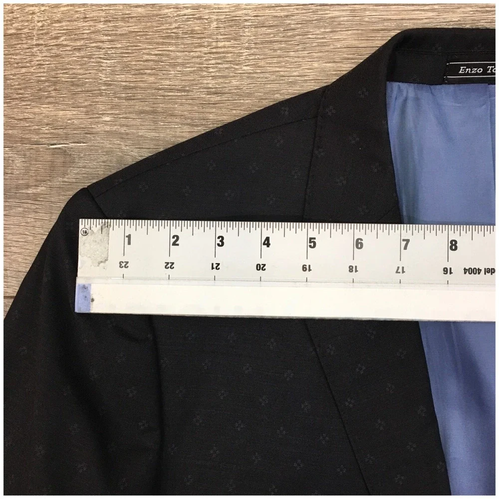 ENZO Mens Blazer Sport Coat Casual Jacket‎ Size 38S Wool Two Button Classic Suit